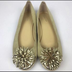 Calvin Klein Women’s Neutral Flats 8 Rounded Toe Subtle Sparkle Glam Casual
